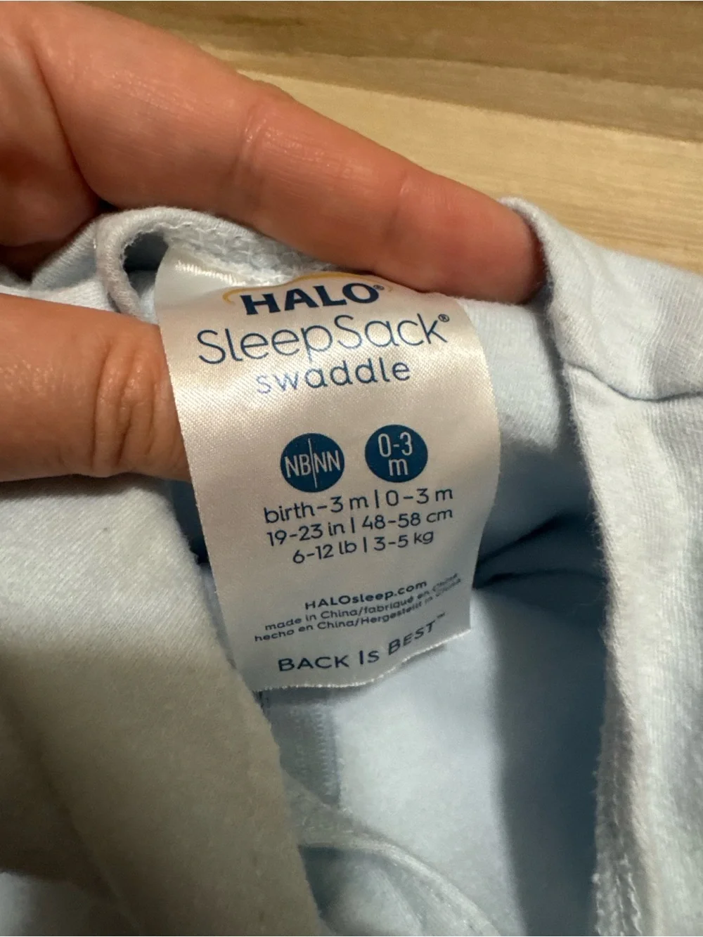 Halo light blue swaddle sleep sack